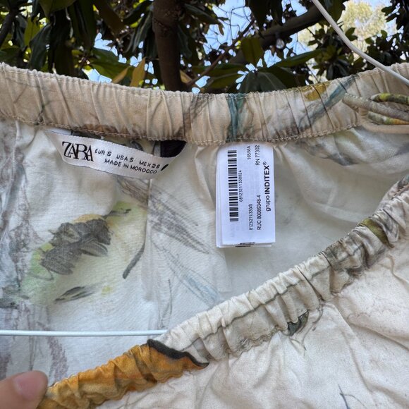 Zara lemon printed high waist summer midi skirt S - Picture 7 of 8